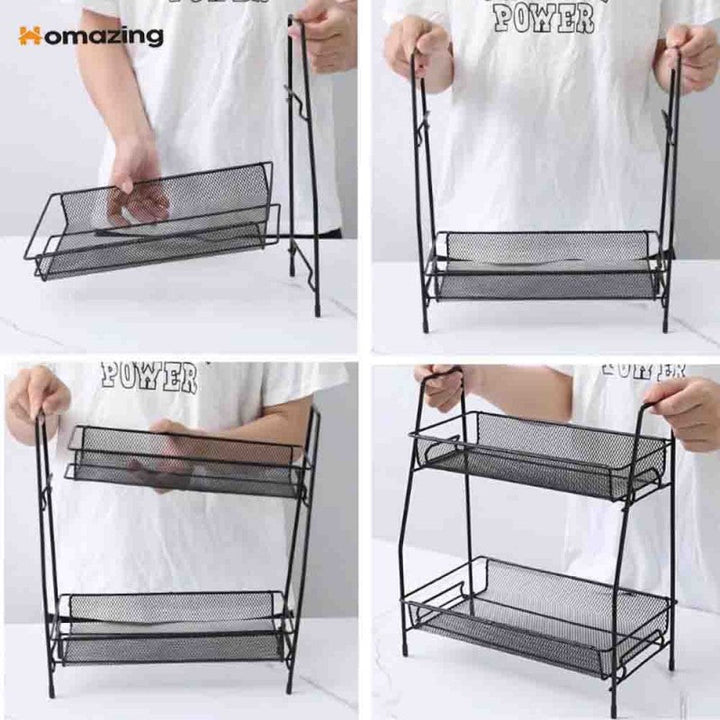2 Layer Multi Purpose Iron Organizer Shelf My Store