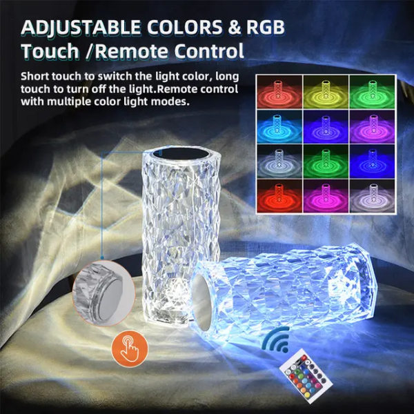 Bedside Acrylic Usb Rechargeable Table Lamp – With Remote My Store