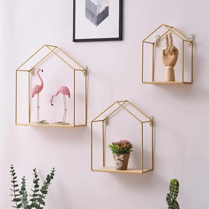 Double Layer Wooden Wall Shelf My Store