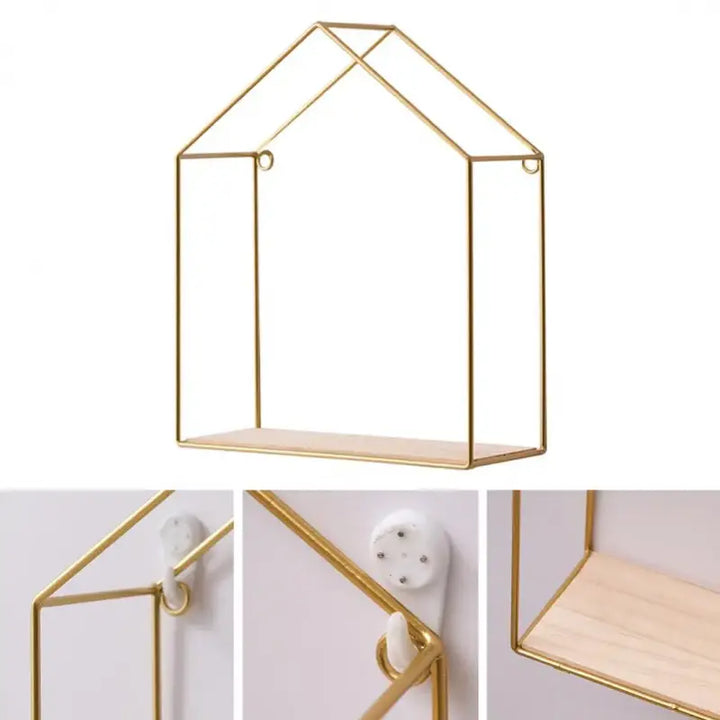 Double Layer Wooden Wall Shelf My Store