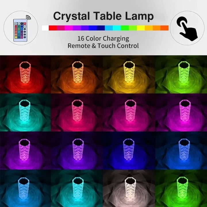 Rose Crystal Diamond RGB Table Lamp My Store